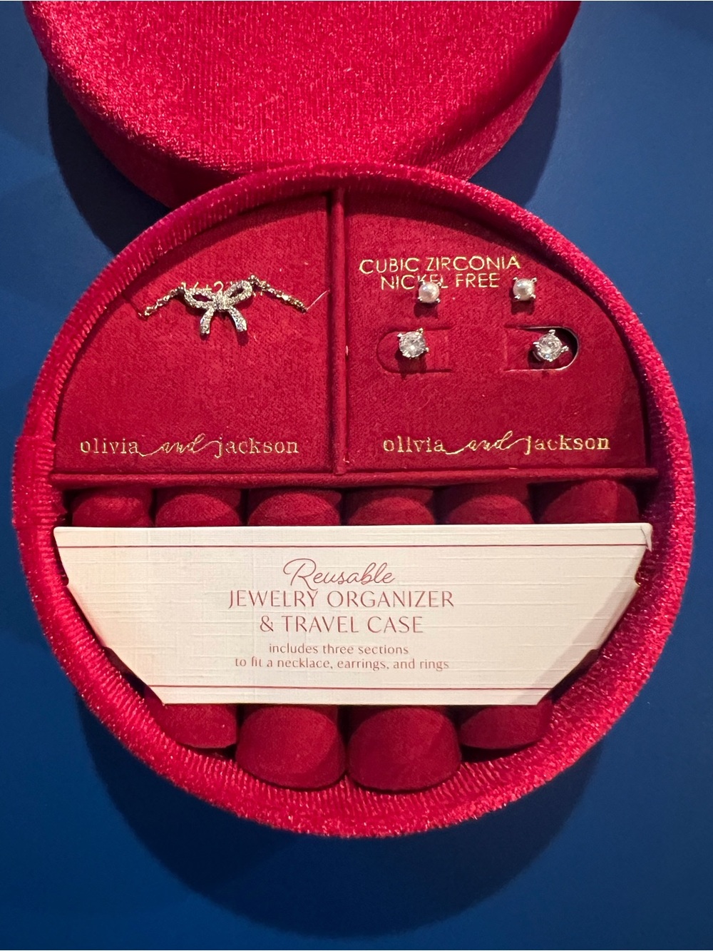 Red Reusable Jewelry Organizer & Travel Case with Jewelry